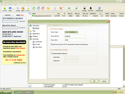 Screenshot of uTorrent configuration