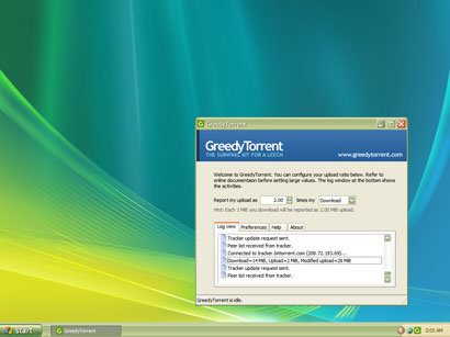 GreedyTorrent at work with 2 times actual download setting